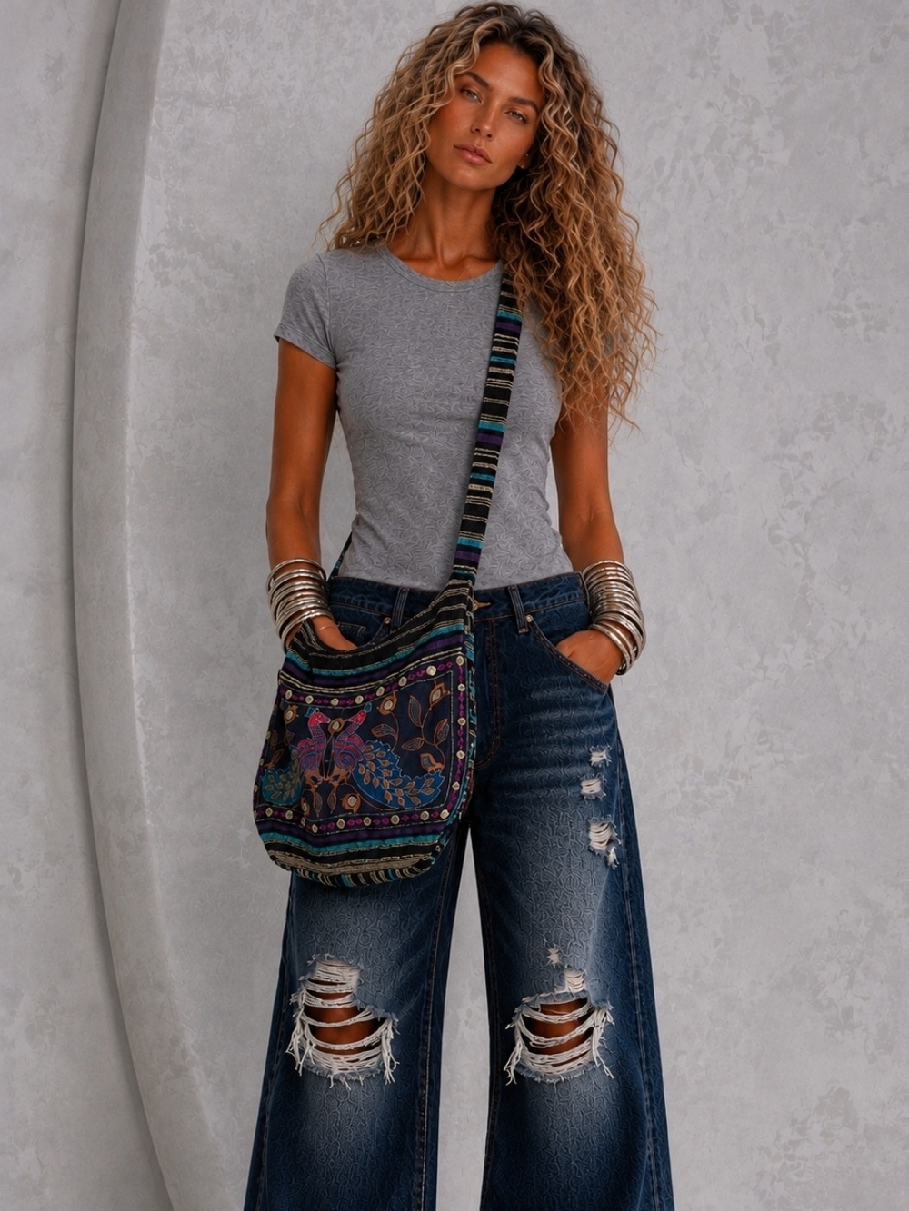 Hanmade Embroidered India Multicolor Crossbody Bag New